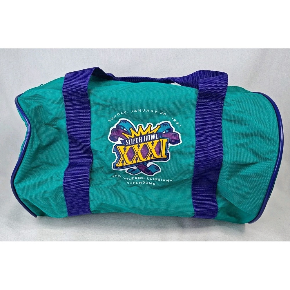 Superbowl XXXI 14" Tote Strap Shoulder Bag Sprint Green Purple 1997 New Orleans